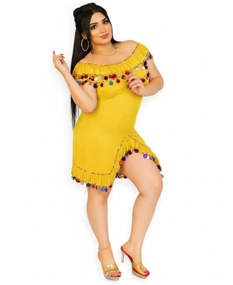Alexandrian Oriental Galabeya, gold, one size  for women - Image 1